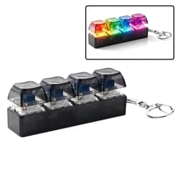 Fashion 4-Button Clicker Toy With RGB Light -Transparent 4-Keys Keyboard Keycap Keychain, Fidget Toy For Decompression&Daily Fun