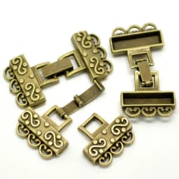 5 Sets Doreen Box End Caps for Bracelets / Necklace 4.6x2.3cm Antique Bronze Silver Color Findings For DIY Jewelry Making