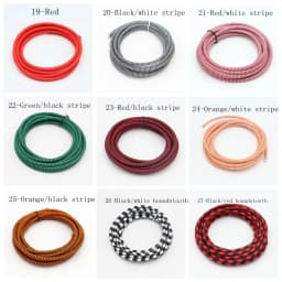 2m 3m 5m 10m 250V 2 Core 0.75mm2 Textile Electric Wire Fabric Cloth Braided Flex Cable Vintage Lamp Cord