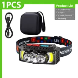 35000LM Headlamp Super Powerful Flashlights EDC LED Flashlight Portable Lights USB Rechargeable Lamp for Outdoor Camping Hiking