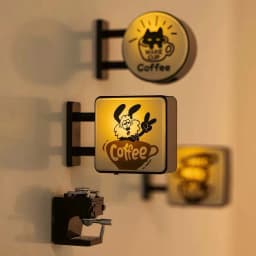 LED Coffee Bar Fridge Magnet with Light Creative Pegboard Decor for Home and Cafe Illuminated Sign