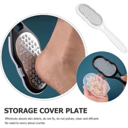 Professional Heavy-Duty Stainless Steel Painless Foot File & Remover with Splash Guard & Handle Suitable for Care Cracked Heels