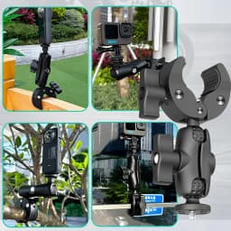 Double Clamp Camera Mount Arm Clip Crab Support Motorcycle Handlebar Pole Bracket For GoPro Hero Insta 360 DJI Sport Accessories