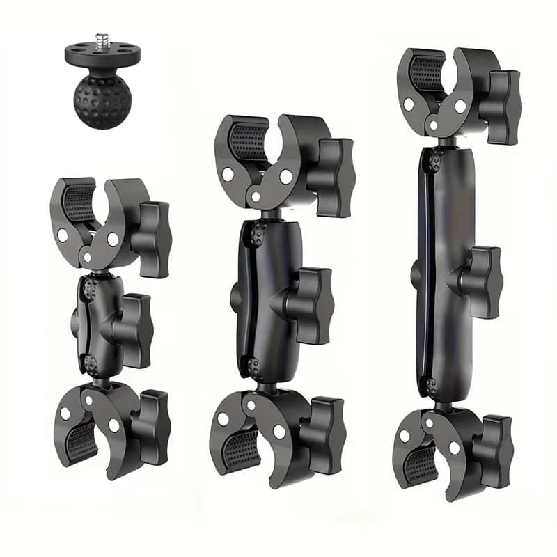 Double Clamp Camera Mount Arm Clip Crab Support Motorcycle Handlebar Pole Bracket For GoPro Hero Insta 360 DJI Sport Accessories