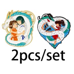2pcs Cool Dragon Enamel Pin Set Cartoon Anime Brooch For Coat Women's Brooches Fashion Lapel Badges Jewelry Gift for Friends