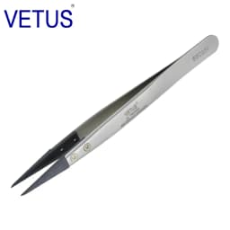 VETUS ESD-259A Interchangeable Head Anti-static Tweezers Stainless Steel Body Anti-static Carbon Fiber Conductive Plastic Head