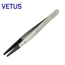 VETUS ESD-259A Interchangeable Head Anti-static Tweezers Stainless Steel Body Anti-static Carbon Fiber Conductive Plastic Head