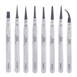 VETUS ESD-259A Interchangeable Head Anti-static Tweezers Stainless Steel Body Anti-static Carbon Fiber Conductive Plastic Head