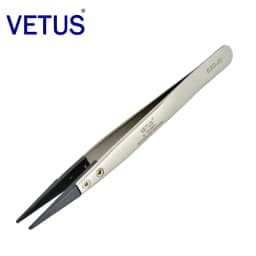 VETUS ESD-259A Interchangeable Head Anti-static Tweezers Stainless Steel Body Anti-static Carbon Fiber Conductive Plastic Head