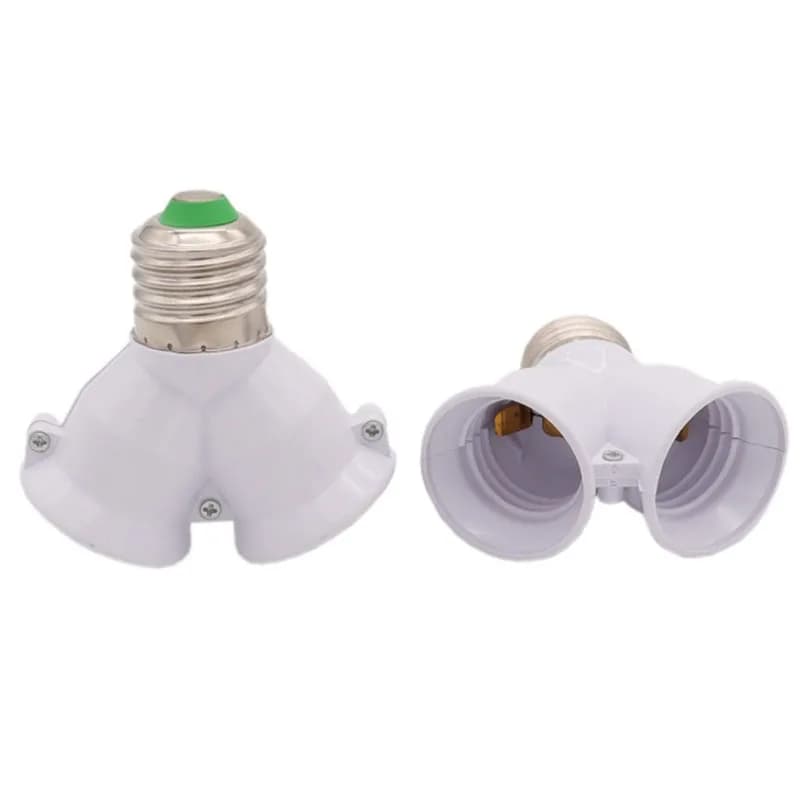 White E27 to 2 E27 Lamp Base Led Lighting Double Screw Bulb Socket Converter Saving LED Light Halogen Lamp Holder 3A