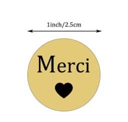 100-500pcs Kraft Merci French Handmade With Love Stickers for Package 1inch Thank You Sticker Wedding Baking Decortion