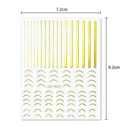 3D Nail Stickers Bronzing Gold Silver Lines Stripe Geometric Design Flowers Gradient Adhesive Slider Papers Nail Art Accessories
