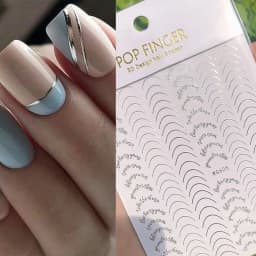3D Nail Stickers Bronzing Gold Silver Lines Stripe Geometric Design Flowers Gradient Adhesive Slider Papers Nail Art Accessories