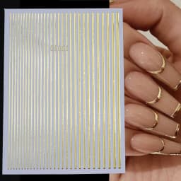 3D Nail Stickers Bronzing Gold Silver Lines Stripe Geometric Design Flowers Gradient Adhesive Slider Papers Nail Art Accessories