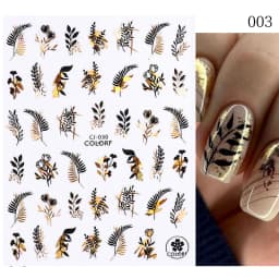 3D Nail Stickers Bronzing Gold Silver Lines Stripe Geometric Design Flowers Gradient Adhesive Slider Papers Nail Art Accessories