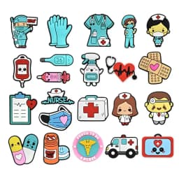 2pcs PVC shoes charms Accessories doctor medical ambulance nurse uniform Band-Aid for pencilbox cup clogs shoe Decorations