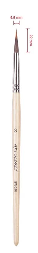 ArtSecret Watercolor Paint Brush BW-216 #2108 Sharp Tip Liner for Detail Wooden Handle Anti-Drop Hair Acrylic Art Tool Supplies