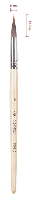 ArtSecret Watercolor Paint Brush BW-216 #2108 Sharp Tip Liner for Detail Wooden Handle Anti-Drop Hair Acrylic Art Tool Supplies