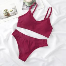 Women Padded Bra And Panties Set Wire Free Seamless Bra Sexy High Waist Thongs Underwear Sports Brassiere Female Lingerie Set