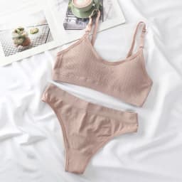 Women Padded Bra And Panties Set Wire Free Seamless Bra Sexy High Waist Thongs Underwear Sports Brassiere Female Lingerie Set
