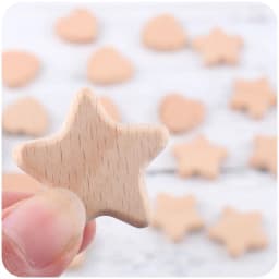 5/10Pcs Beech Wooden Beads Heart Star Shape Loose Beads Baby Teether ChewableTeething Bead for Handmade Pacifier Chain