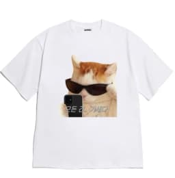 Neutral Style Cool Cat Selfie T Shirt Korean Text Meme Print Short Sleeve O Neck Soft Washable Tops Funny Streetwear