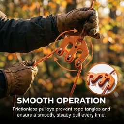 4:1 Mechanical Advantage Pulley Hoist System Heavy Duty Block and Tackle Bear Bag Game Hanger Rope Gear for Outdoor Hunting
