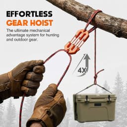 4:1 Mechanical Advantage Pulley Hoist System Heavy Duty Block and Tackle Bear Bag Game Hanger Rope Gear for Outdoor Hunting