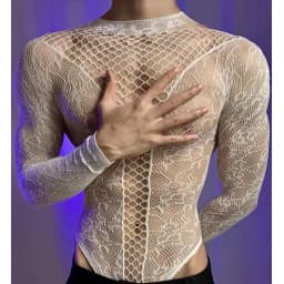 Summer Men's Mesh Tank Transparent Full Sleeves Round Neck T-shirt MenWomen Comfortable Breathable Bodysuit Trend Party Clothing