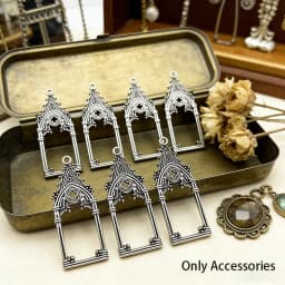 3pcs 47*18mm Gothic Vintage Hollow Out Castle Church Pendant Decorative DIY Accessories