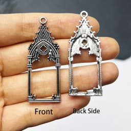 3pcs 47*18mm Gothic Vintage Hollow Out Castle Church Pendant Decorative DIY Accessories