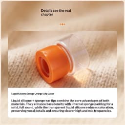 Liquid Silicone Sponge Ear Tips For Sony WF-1000XM6 Headphones Earbuds Noise-Canceling Orange Accessories for XM5/XM4 Ear Plugs