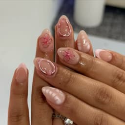 24Pc False Nails with Glue Almond Black Red Gradient Design Detachable Rhinestone Acrylic Fake Nail Long Stiletto Press on Nails