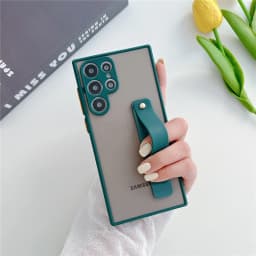 Wrist Strap Stand Clear Matte Case For Samsung S25 S24 S23 S22 Ultra S21 Plus S20 FE Note 20 10 Pro S9 S10 A72 A52 Holder Cover