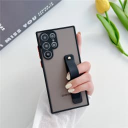 Wrist Strap Stand Clear Matte Case For Samsung S25 S24 S23 S22 Ultra S21 Plus S20 FE Note 20 10 Pro S9 S10 A72 A52 Holder Cover