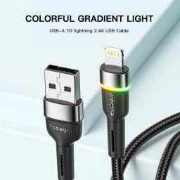 Essager USB Cable For iPhone 14 13 12 11 Pro Xs Max X Xr LED Lightning Fast Charging Phone Data Cable For iPad Data Cord Wire