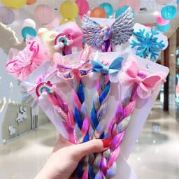 Girls Wigs Unicorn Twist Braids Hair Rope Headdress Children Gifts Princess Kids Elastic Band Rubber Band Headdress Headband