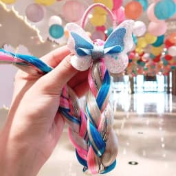Girls Wigs Unicorn Twist Braids Hair Rope Headdress Children Gifts Princess Kids Elastic Band Rubber Band Headdress Headband