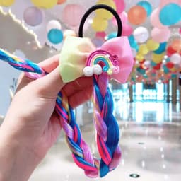 Girls Wigs Unicorn Twist Braids Hair Rope Headdress Children Gifts Princess Kids Elastic Band Rubber Band Headdress Headband
