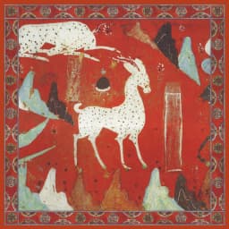 Twill Silk Scarf Woman Deer Painting Square Scarves Wraps Bandana Small Hijab Silk Foulards Tie Headband Neckerchief 53CM