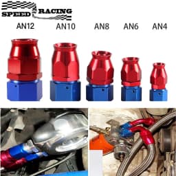 PTFE Oil Fuel Swivel Hose End Fitting AN4/6/8/10/12 Straight 0°/45°/90°/180° Degree Oil Hose End Adaptor Kit Red Blue