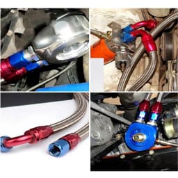 PTFE Oil Fuel Swivel Hose End Fitting AN4/6/8/10/12 Straight 0°/45°/90°/180° Degree Oil Hose End Adaptor Kit Red Blue