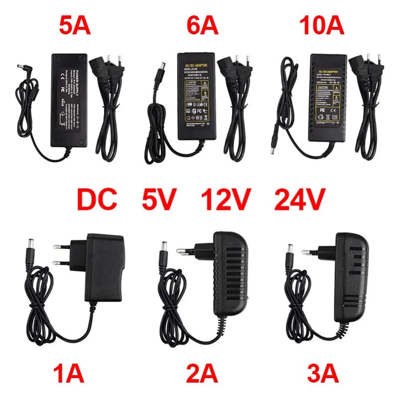 Power Supply Adapter DC 5V 12V 24V Lighting Transformer 1A 2A 3A 5A 6A 8A 10A AC100V-240V Converter Charger For LED Strip CCTV
