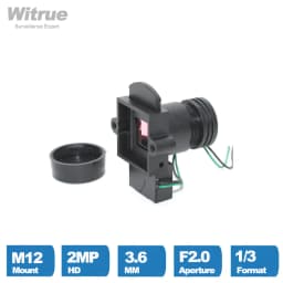 Witrue Cctv Lens 3.6mm 2 Mega Pixel M12 Mount 1/3" Formate F2.0 Aperture 90 Degree with IR Cut for Security Cameras
