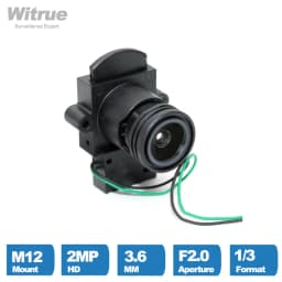 Witrue Cctv Lens 3.6mm 2 Mega Pixel M12 Mount 1/3" Formate F2.0 Aperture 90 Degree with IR Cut for Security Cameras