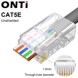 ONTi 10/50/100pcs CAT5E CAT6 CAT7 Plug RJ45 Connector 50U Gold Plated End Pass Through Network Cable Modular 8P8C Connector
