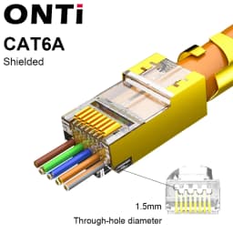 ONTi 10/50/100pcs CAT5E CAT6 CAT7 Plug RJ45 Connector 50U Gold Plated End Pass Through Network Cable Modular 8P8C Connector
