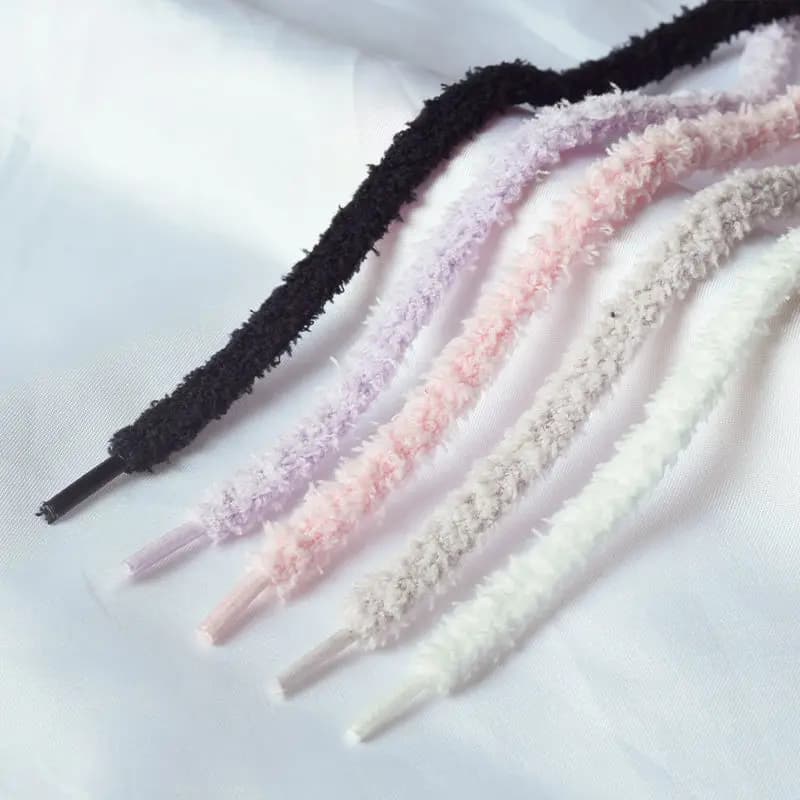New Cute Hairy Soft Pink White Black Shoelace 140/160cm Women Men High-top Canvas Flat Shoes Laces Accessories