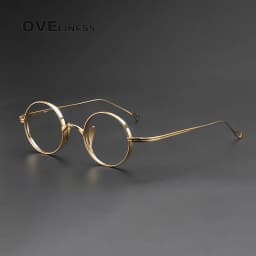 Pure Titanium Glasses Frame for Men Retro Round Prescription Eyeglasses frames Women 2025 Vintage Myopia Optical male Eyewear