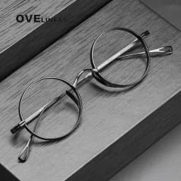 Pure Titanium Glasses Frame for Men Retro Round Prescription Eyeglasses frames Women 2025 Vintage Myopia Optical male Eyewear